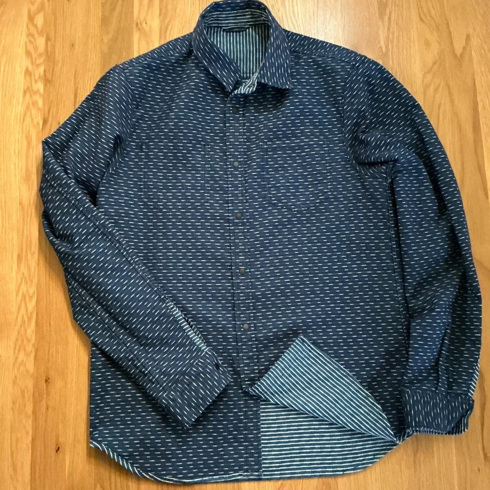 BLAUW Scotch & Soda Amsterdam Reversible Blue Stripe Long Sleeve‎ Shirt - sz S/M